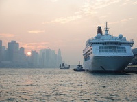 Cruise ship docked in Hong Kong